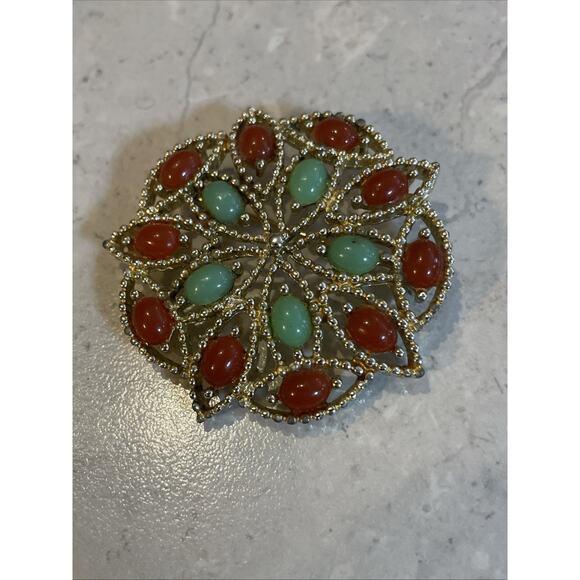 Vintage Sarah Coventry Acapulco Flower Brooch 2” Sku49 - Picture 1 of 4
